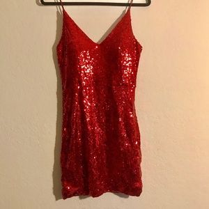 RED SEQUIN DRESS SEXXXYYY